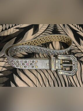 B.B. Simon Womens Big Crystal Belt